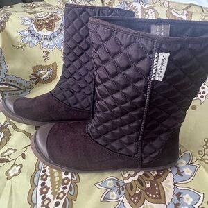 American Eagle 10, Warm Winter Quilted Brown, Faux Suede Women's Boots
